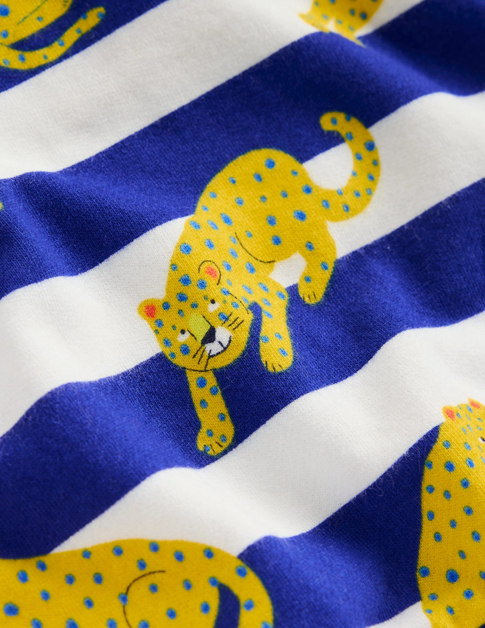 GarmentWashed Texture Yarn Dyed Fabric Printed Sweatshirt-Bright Blue Leopard Stripe