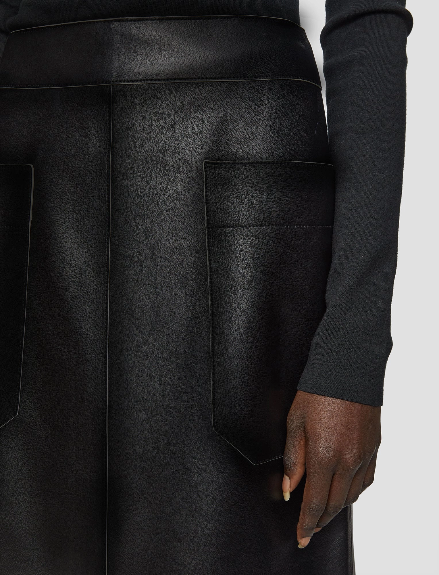 Blomfield Nappa Leather Skirt ruffle trim Texture Focus