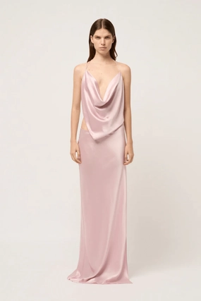 Iced Bias Maxi Dress Pink Gentle Look