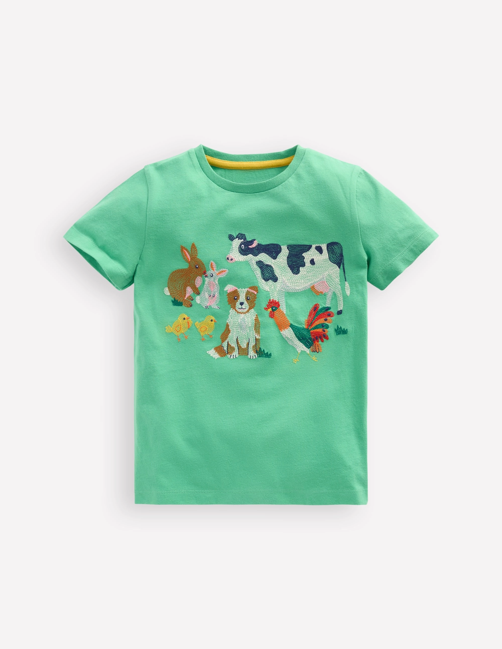 Superstitch T-Shirt-Aloe Green Easter Farm Contrast Stitch VersatileLayering