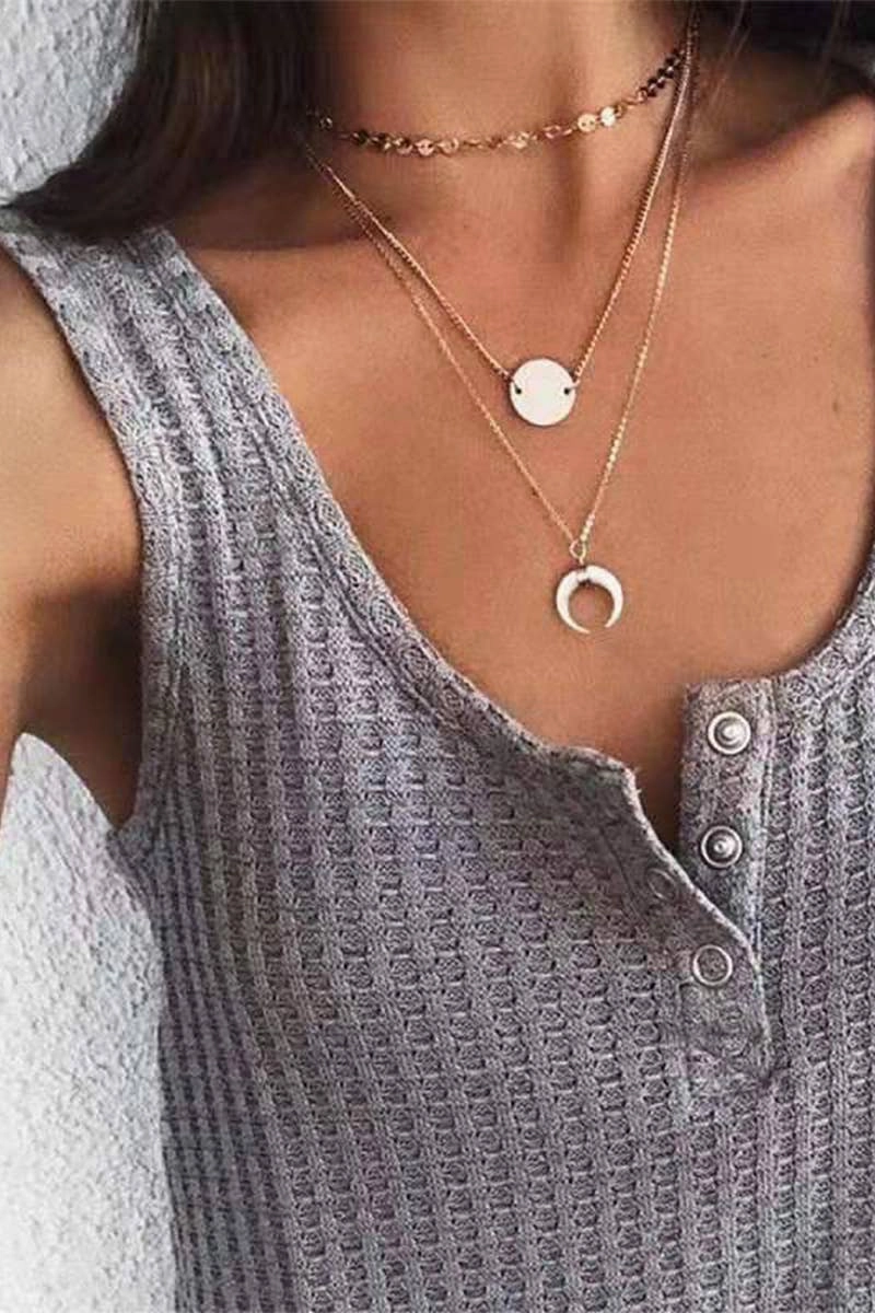 BUTTON-DOWN U-NECK SLEEVELESS VEST BLOUSE_CWOV0247 Ethically Sourced Yarn Contrast Stitching