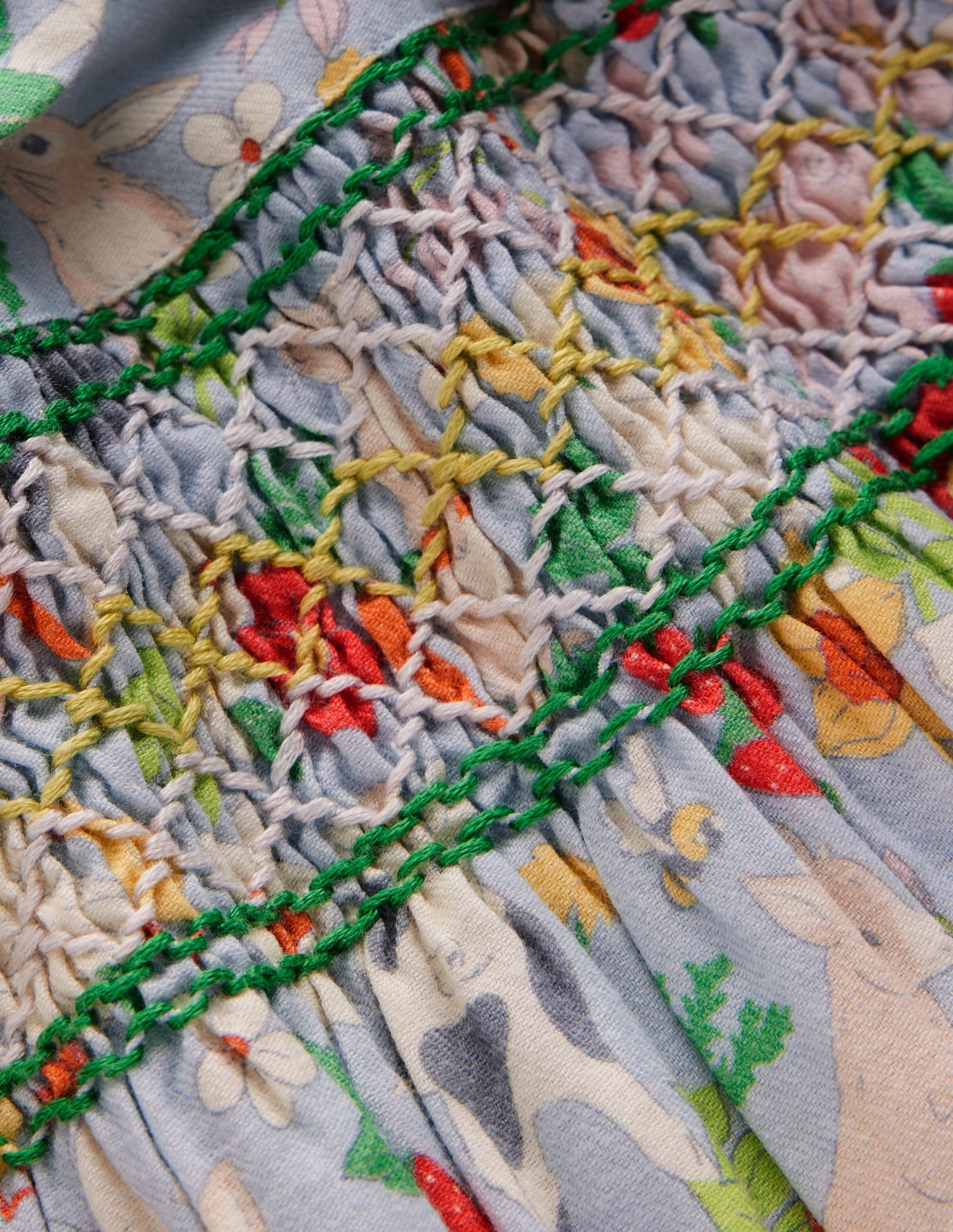 Unique Elegant Casual Worker Smocked Romper-Blue Spring Meadow