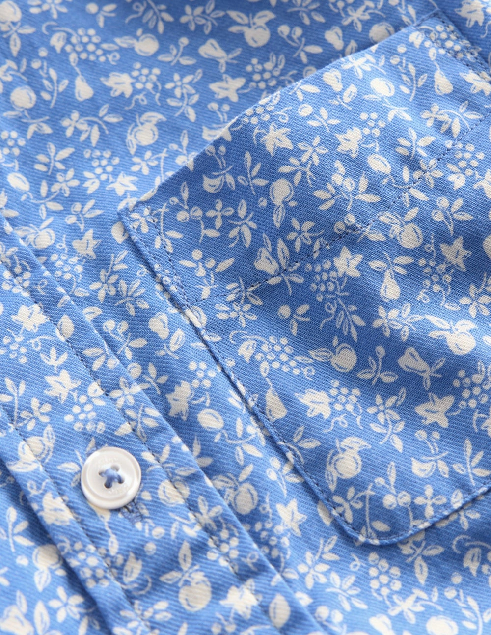 Casual Twill Shirt-Penzance Blue Orchard HighNeckCut