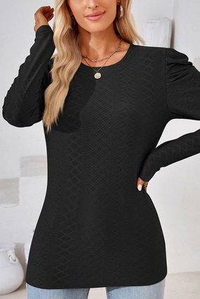 Odor Resistant Material AbrasionResistant Surface CREW NECK PUFF SLEEVE BLOUSE TEE FOR WOMEN