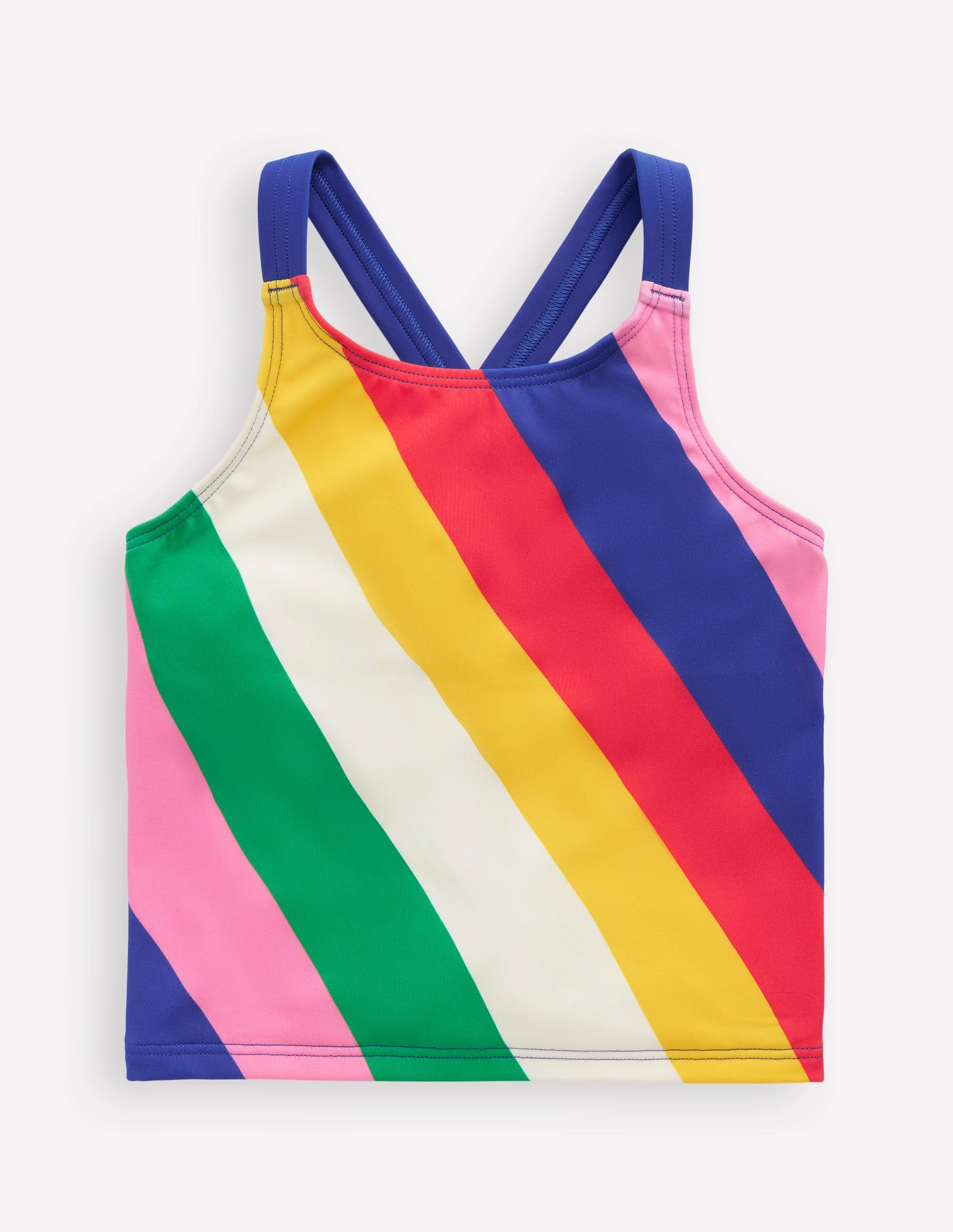 Cross-back Tankini Top-Multi Rainbow Swirl Ocean-Inspired Seamless-Construction