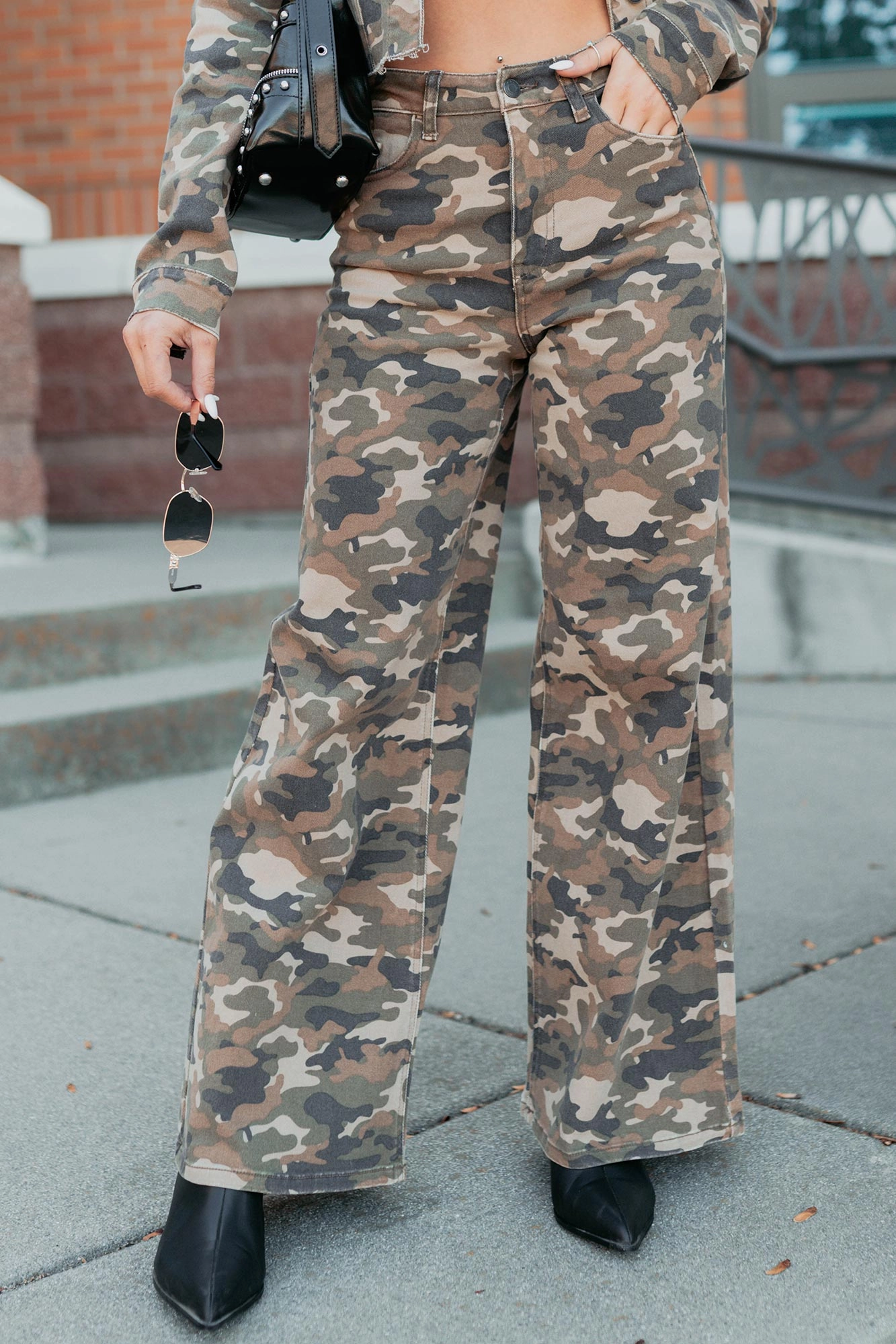 Douglas High Rise Wide Leg Cello Jeans (Camo) Functional Style