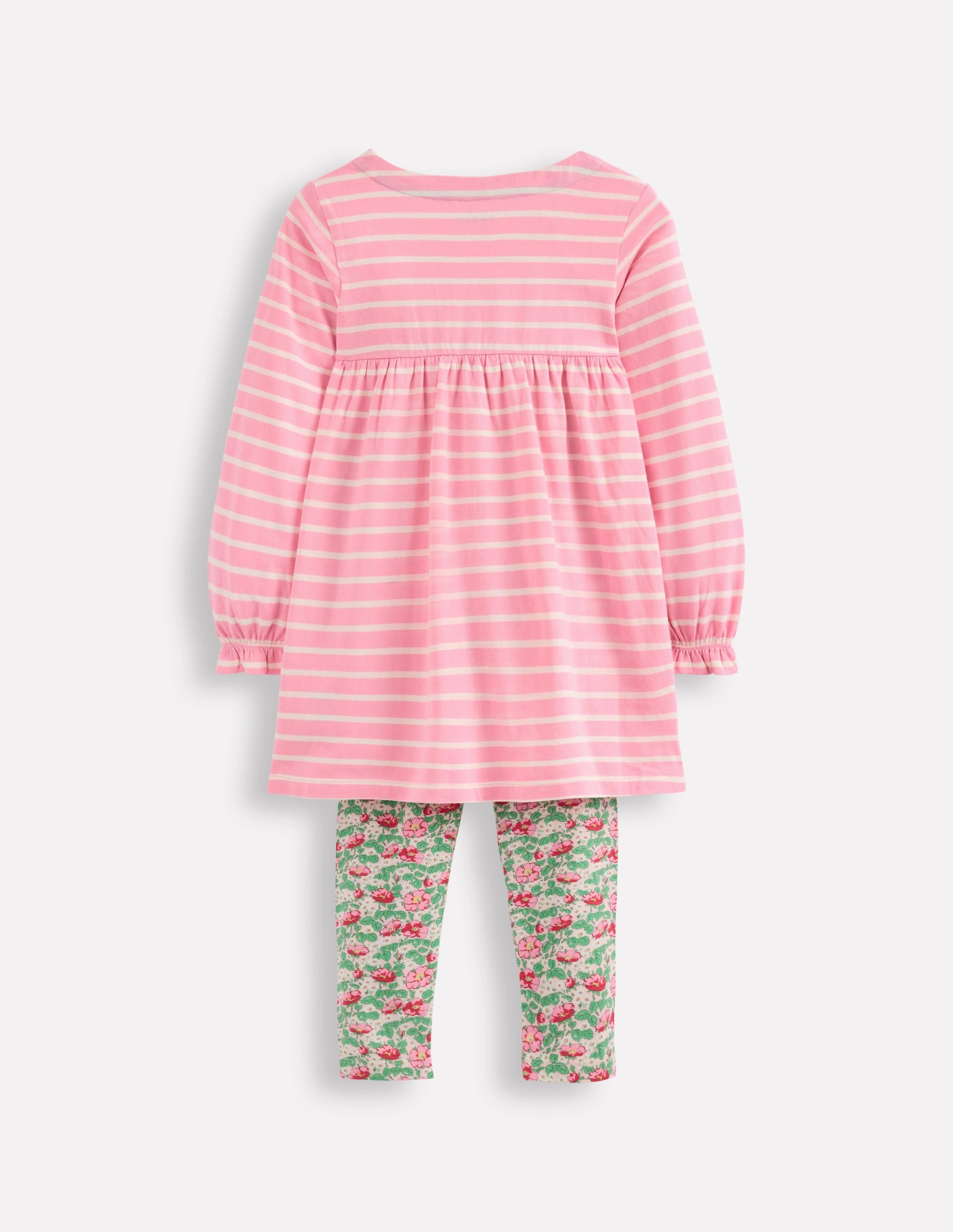 WrinkleResistantFinish Long-sleeved print tunic set-Chalk Pink Wild Rose