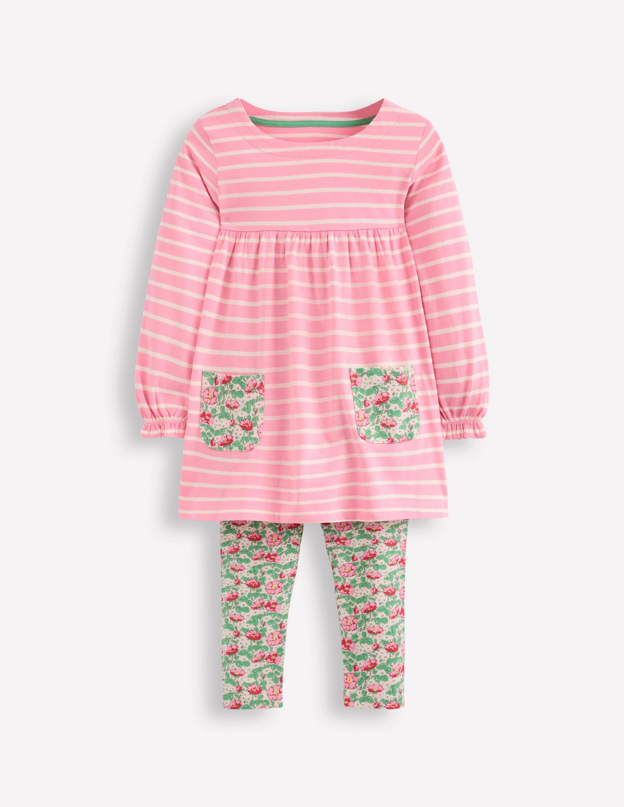 Long-sleeved print tunic set-Chalk Pink Wild Rose Quick-Dry