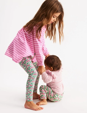 Long-sleeved print tunic set-Chalk Pink Wild Rose Classic Cut Flatlock Stitching Technique