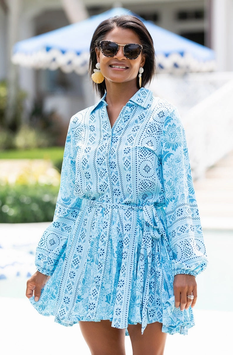 Alexandra Dress / Turquoise Gathered Skirt