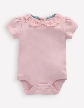 ConvertibleCollar Broderie Collared Body-French Pink