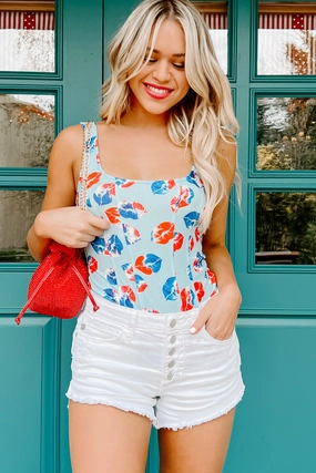 Anti Microbial Lining Love My Freedom NanaMacs Original Ribbed Printed Bodysuit (Lips)