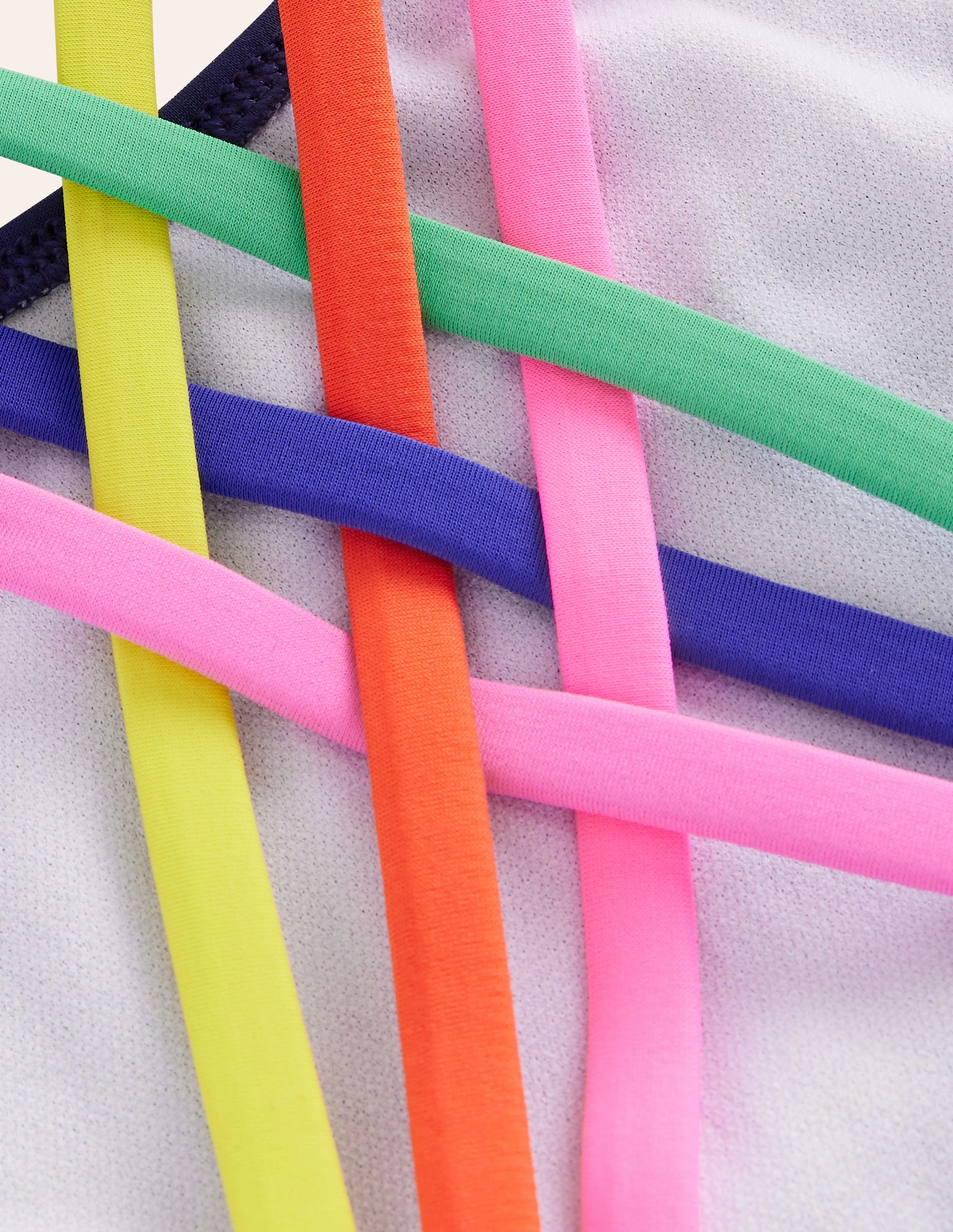 Mesh Detail Contoured Fit Engineering Rainbow Cross-Back Swimsuit-College Navy