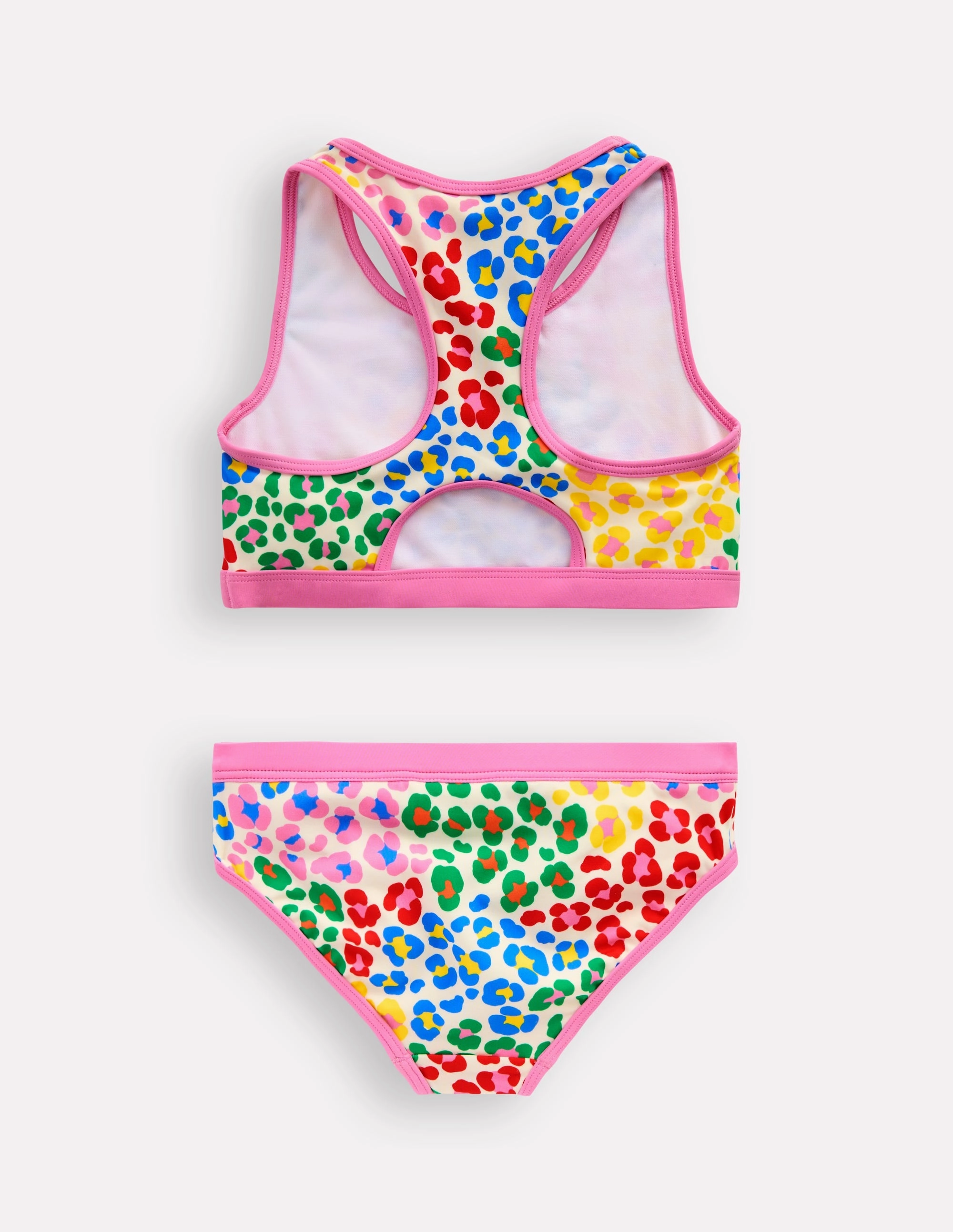 Racerback Bikini-Multi Rainbow Leopard Active Swimwear Ozone Resistant Fibers