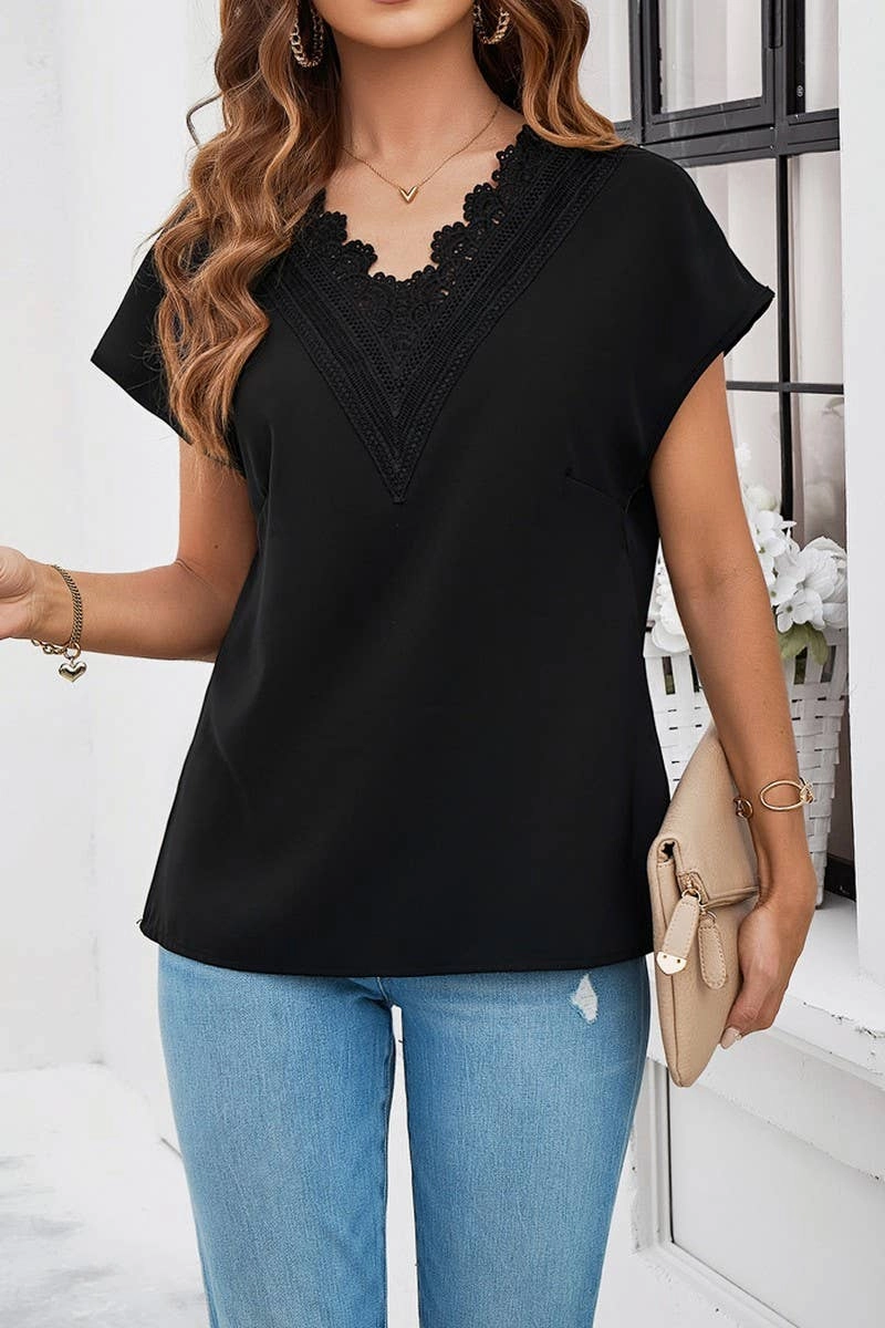 NoSlipGripperBand CASUAL SOLID COLOR V NECK SHORT SLEEVE SHIRT_CWTSTS0330