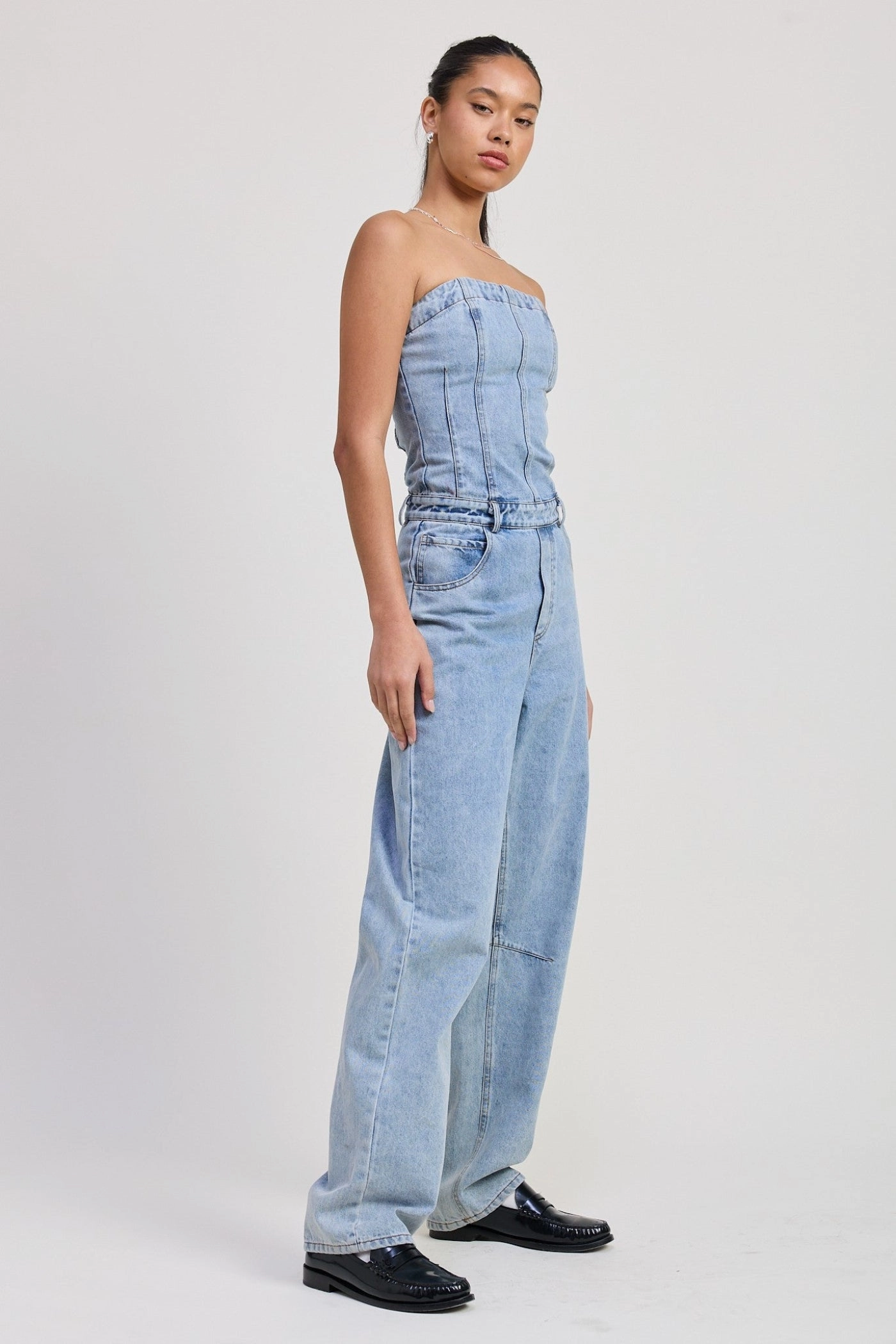 Street Men Minimal Boy SOPHIA STRAPLESS DENIM JUMPSUIT