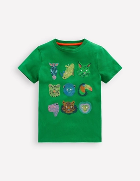 Breathable Lining Superstitch T-Shirt-Highland Green Jungle Animals