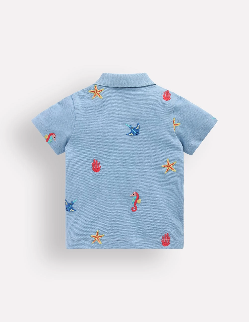 Basic Dress Embroidered Polo-Glacier Blue
