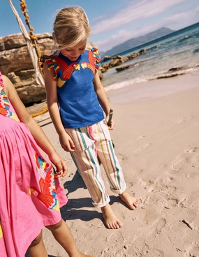 V-neck Shirt Modern Look Flutter Short Sleeve T-shirt-Bright Blue Parrot