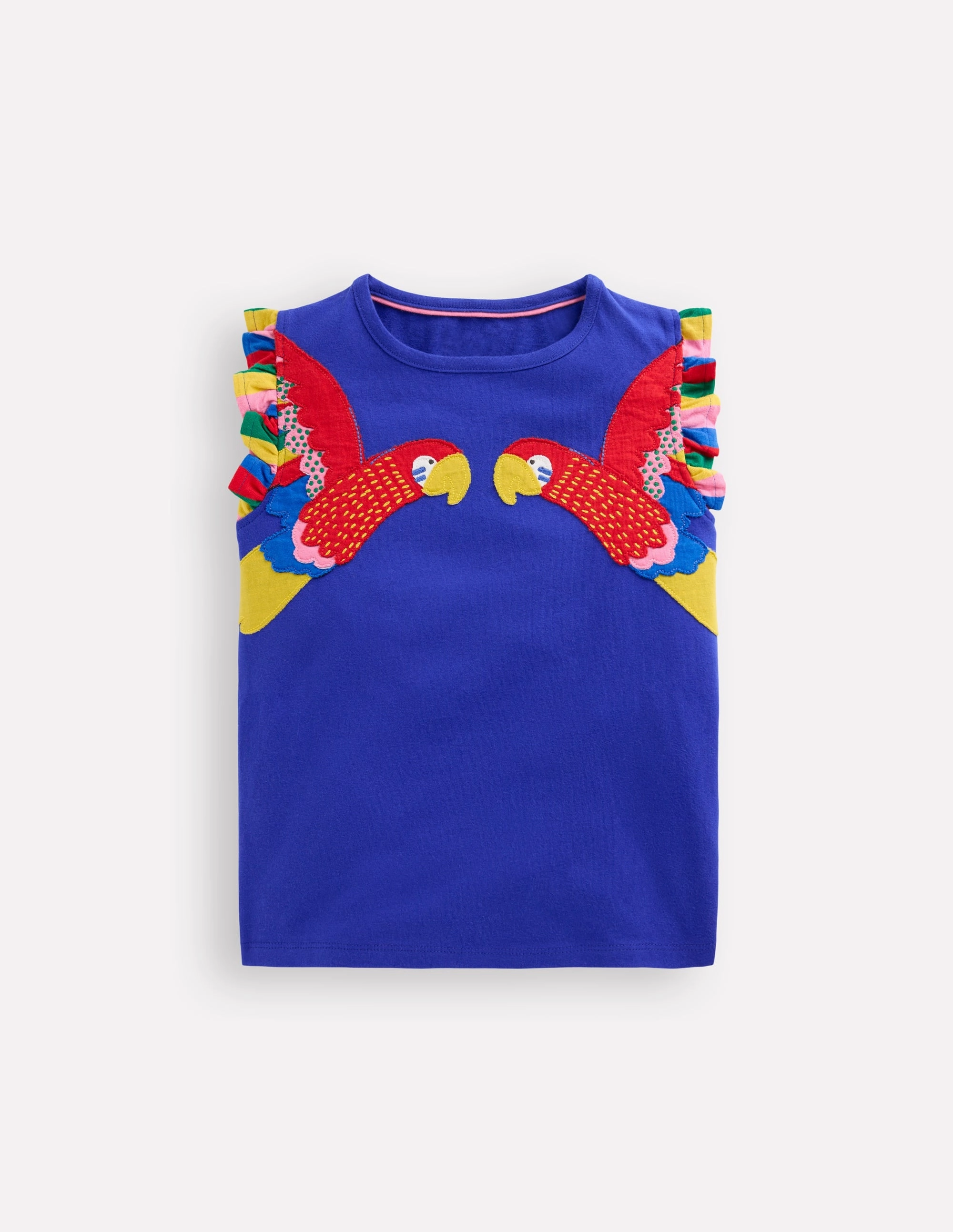 Flutter Short Sleeve T-shirt-Bright Blue Parrot AntiStatic Coating