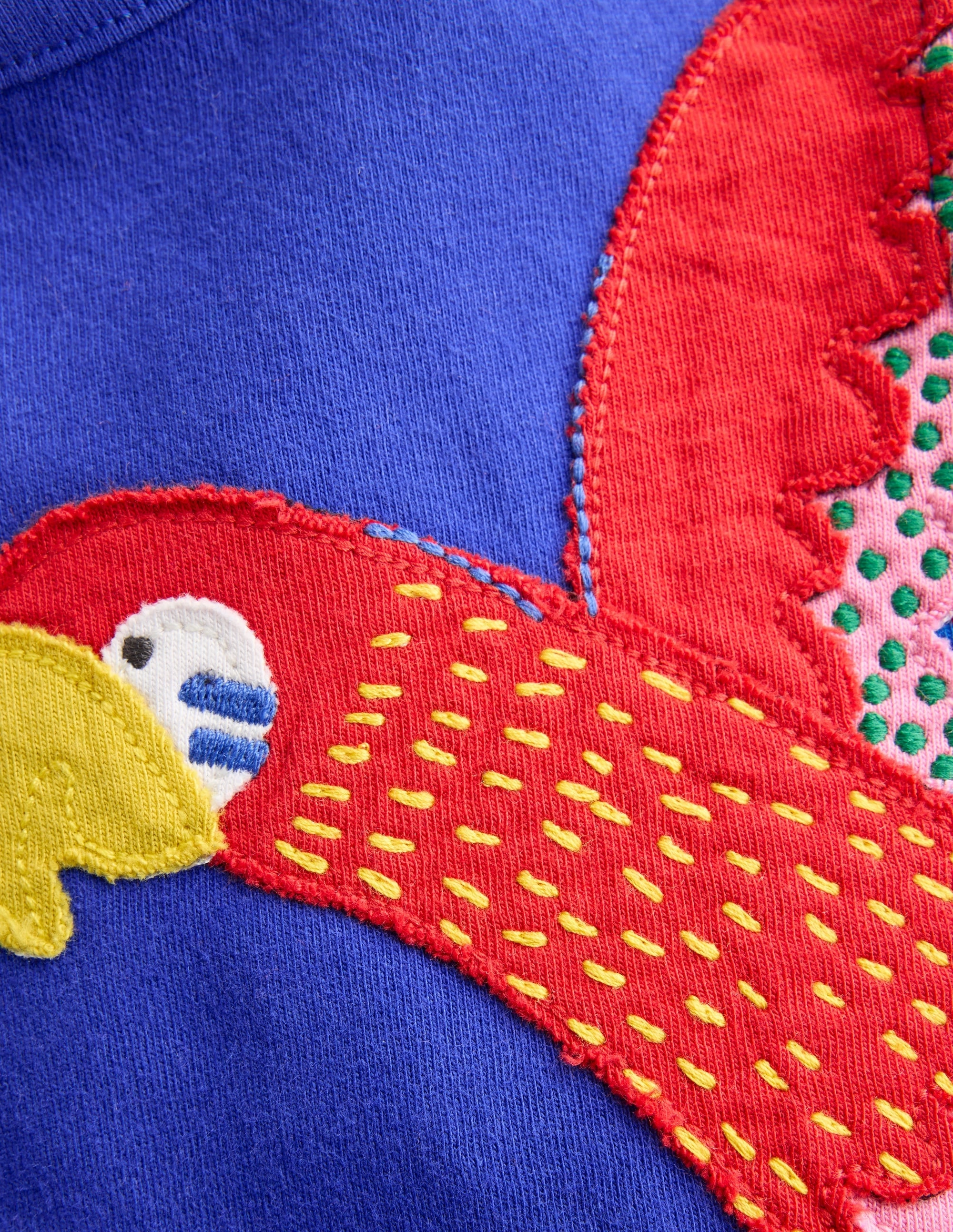 Long Sleeve Tee Flutter Short Sleeve T-shirt-Bright Blue Parrot