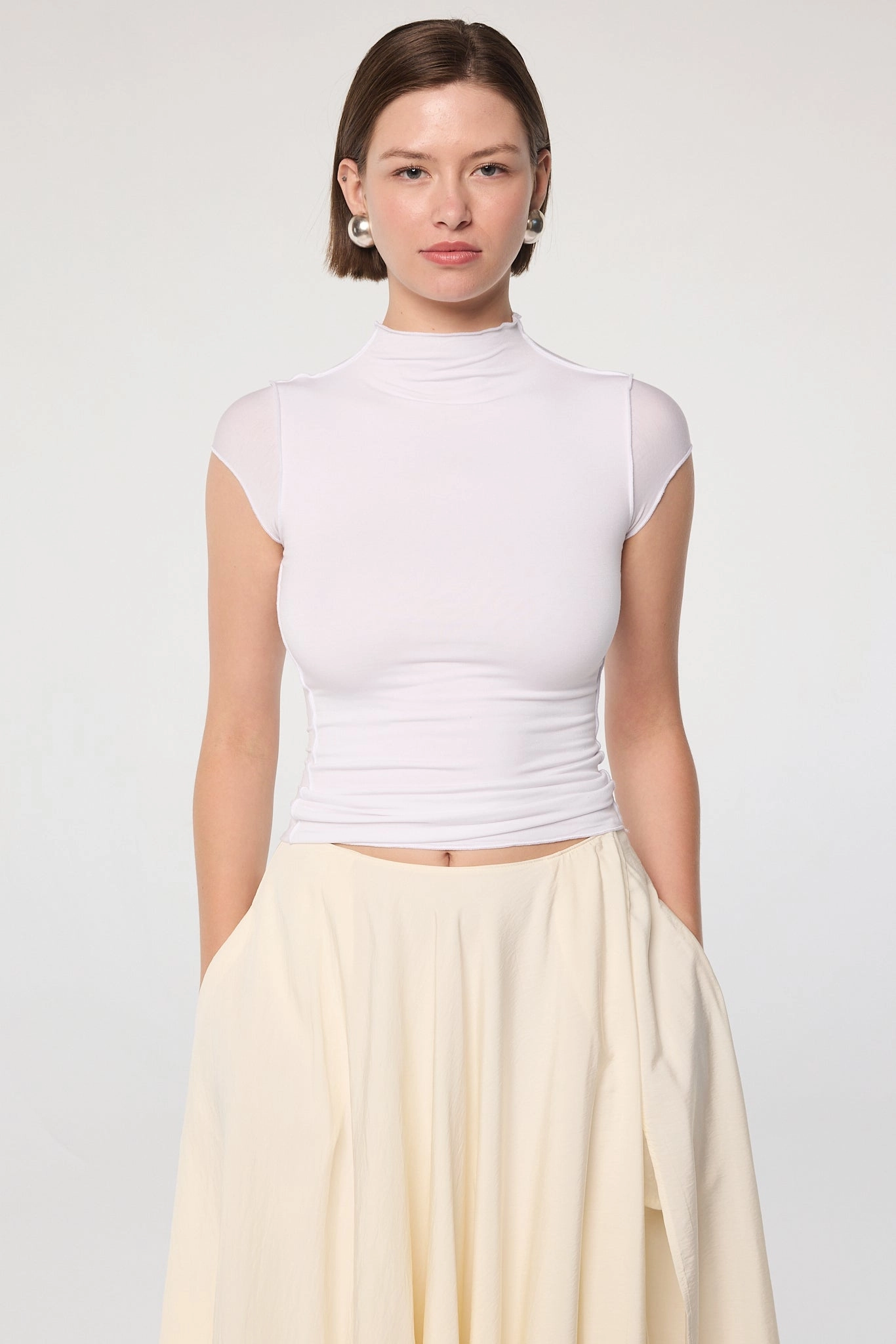 Laser Cut Edges REESE MOCK NECK TOP