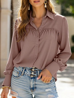 Casual Blouse BUTTON DOWN DAILY BASIC BLOUSE
