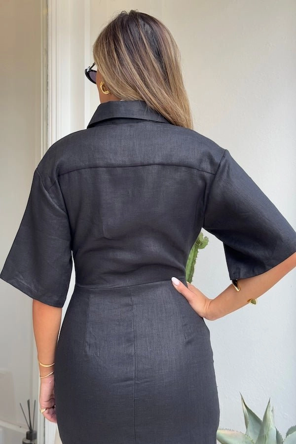 Year Round SustainableCotton Lefka Midi Dress Black