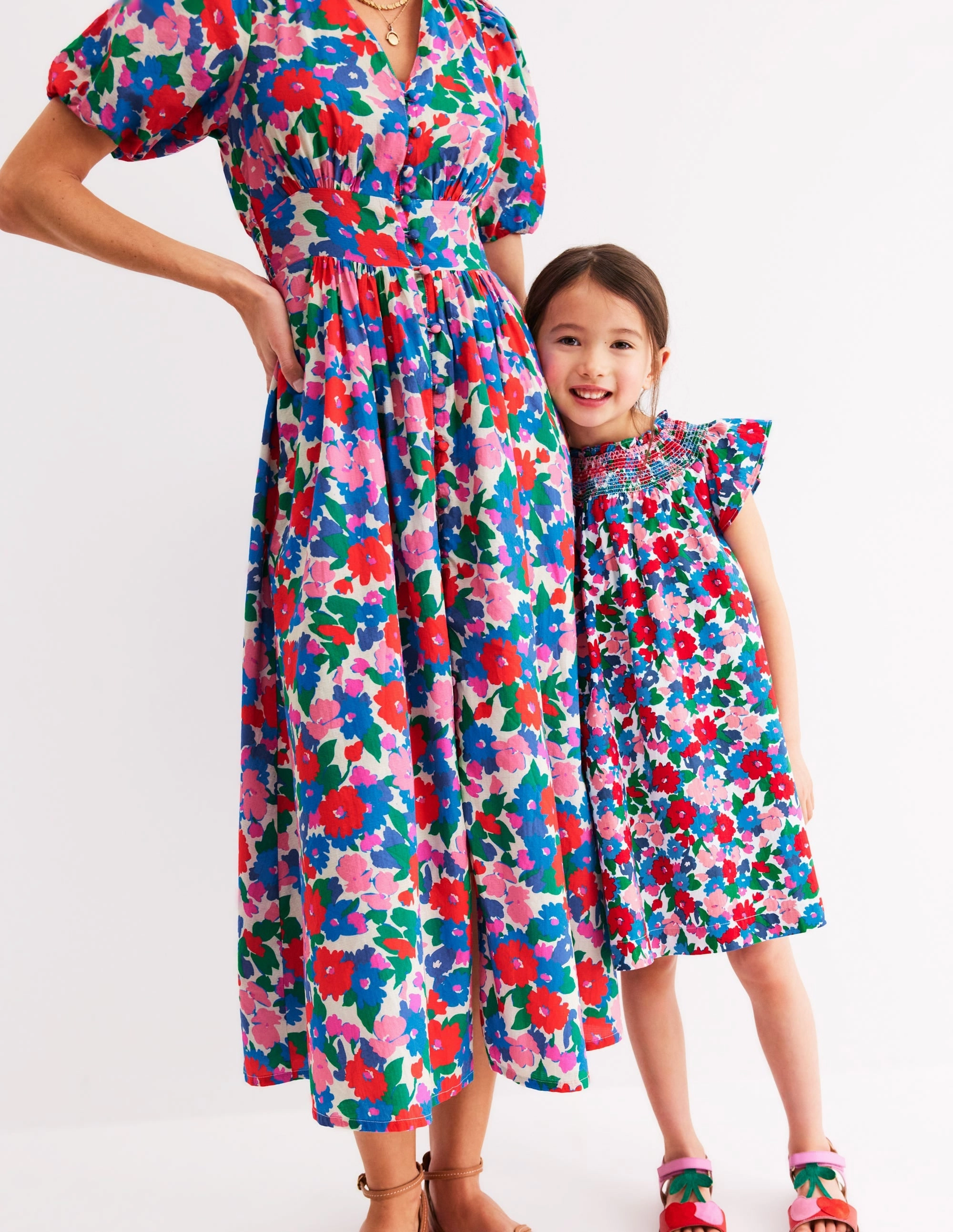 Holiday Smocked Dress-Multi Floral Simplistic Mood