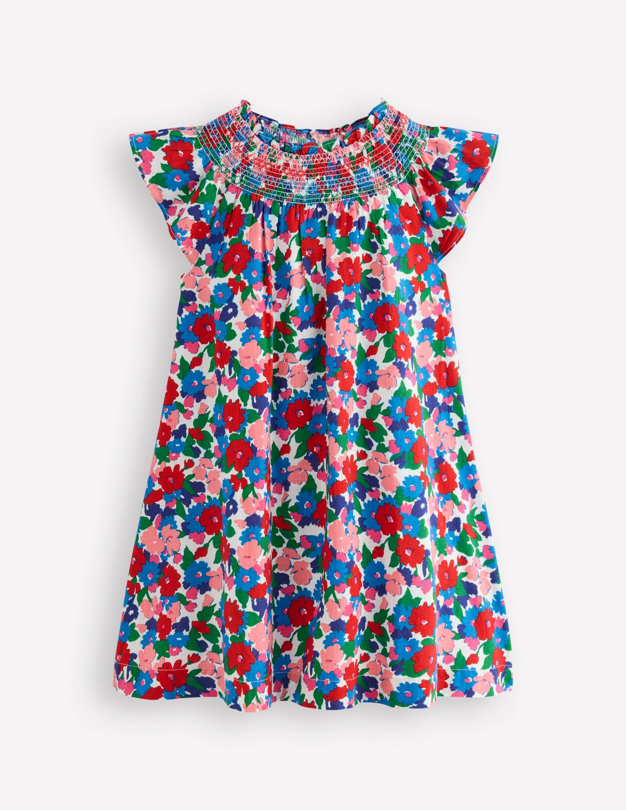 Holiday Smocked Dress-Multi Floral Comfy Shape