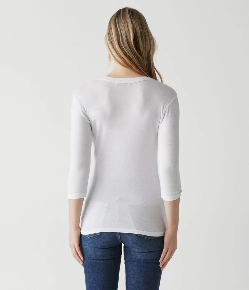 SHINE 3/4 SLEEVE DORA TEE Chic Style Non Closure Collar