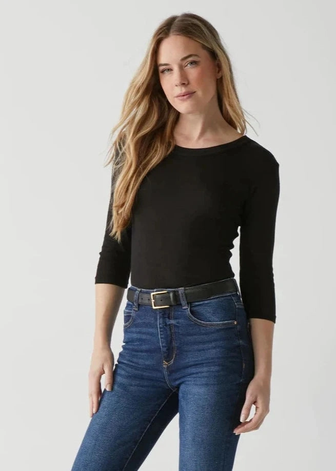 Layered Hemline Sporty Sweatshirt SHINE 3/4 SLEEVE DORA TEE