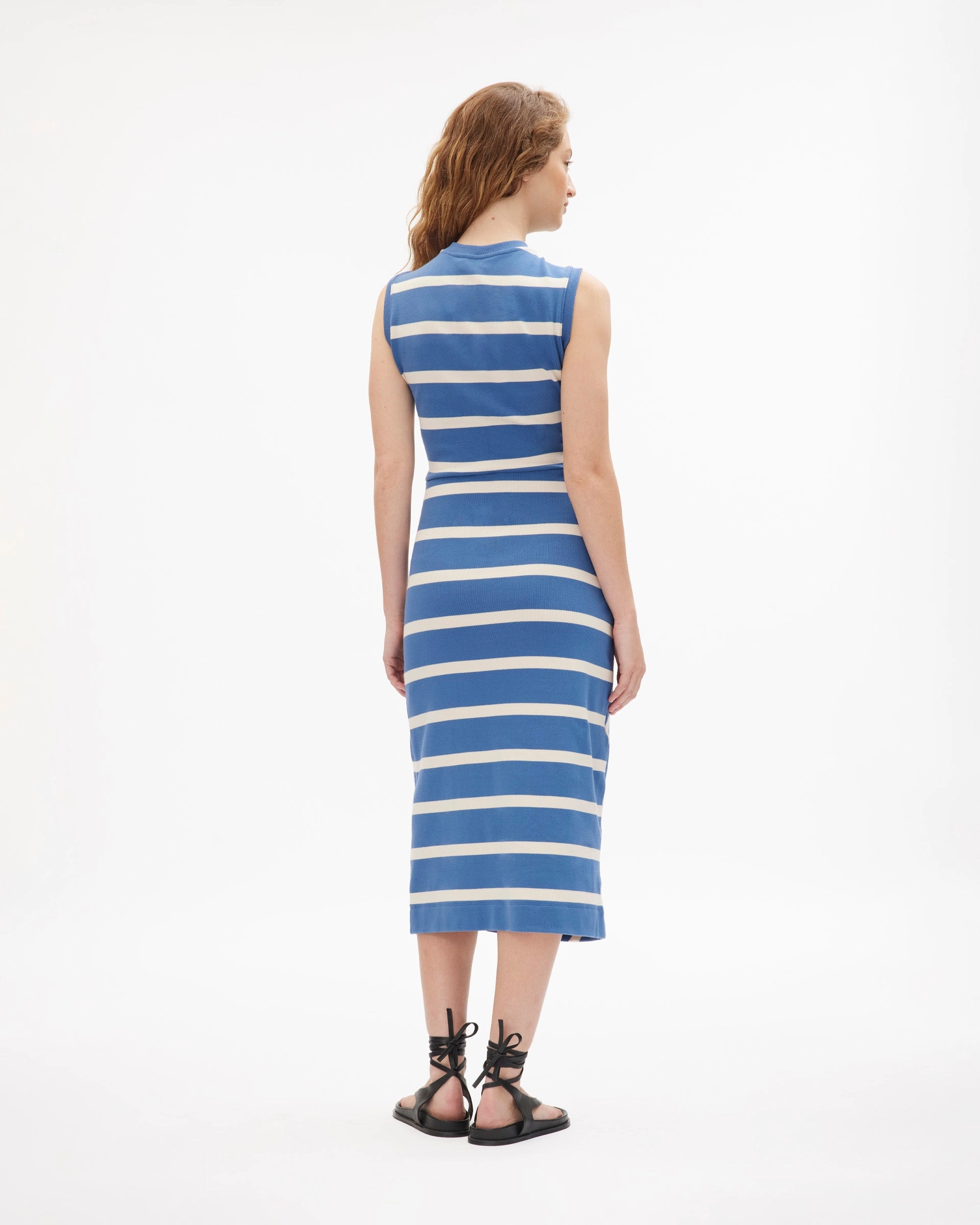 Comfortable texture Modern Lines Sleeveless Striped Cody Dress
