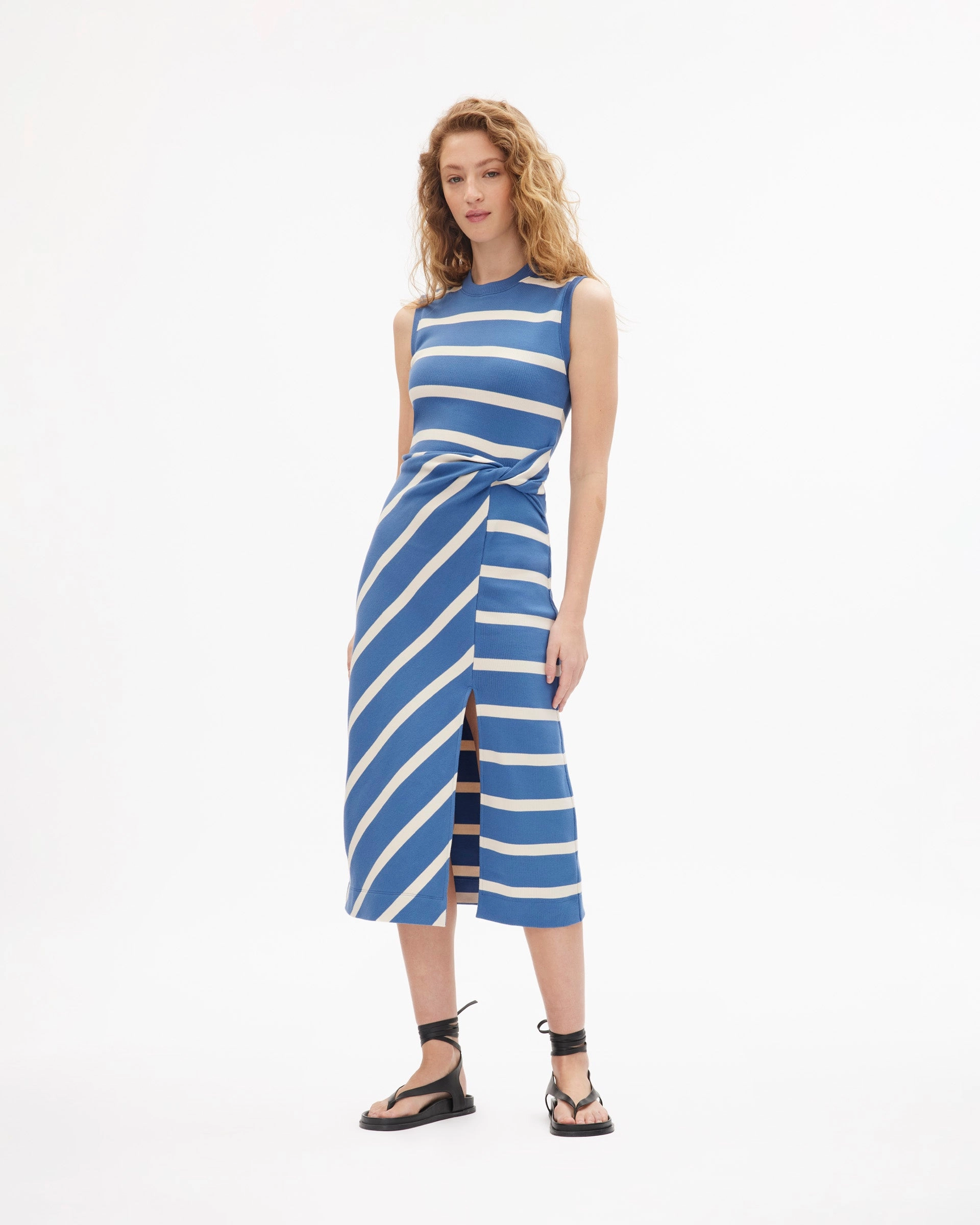 Relaxed fit wear Cocktail Ready Sleeveless Striped Cody Dress
