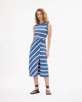 Celebrity-Inspired Layered Wear Sleeveless Striped Cody Dress