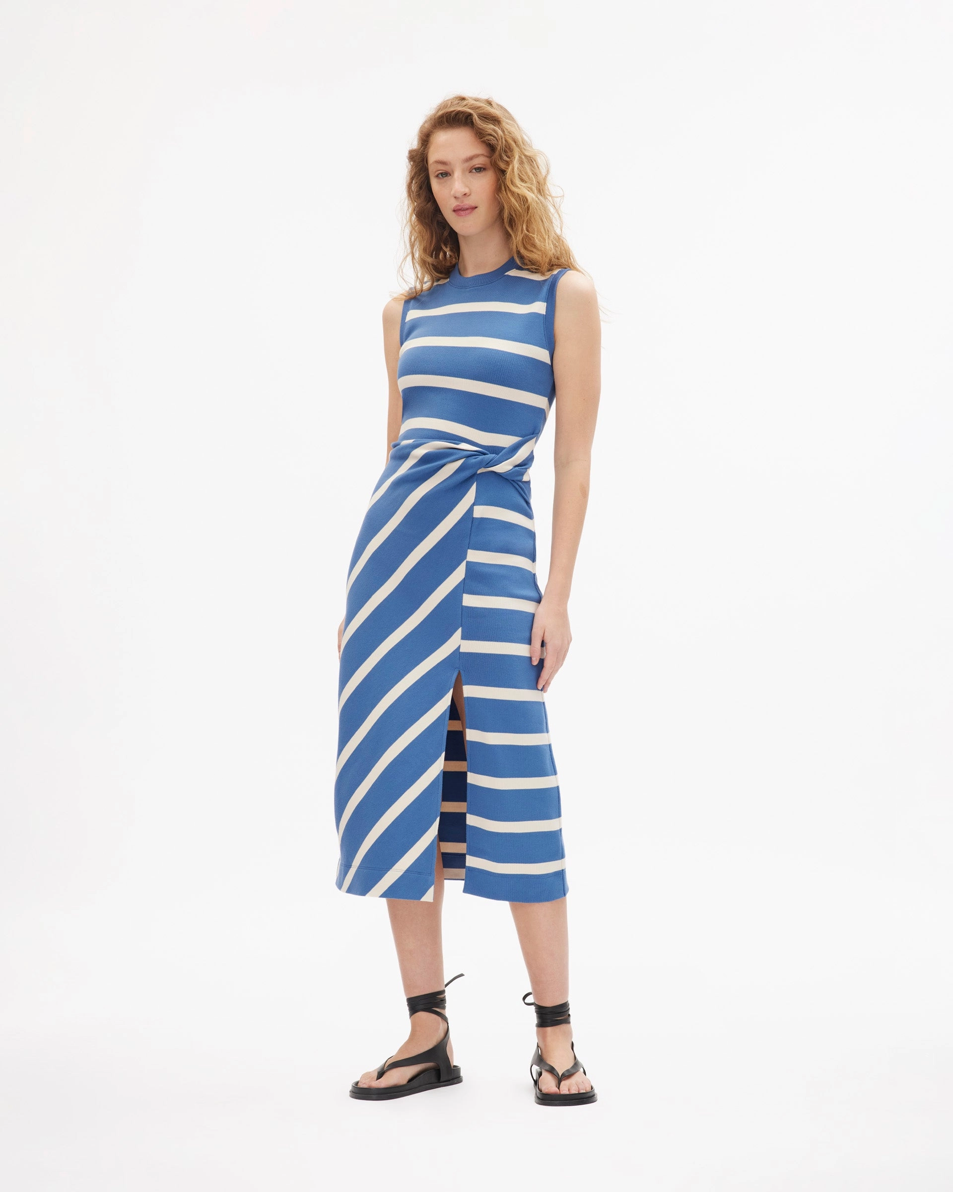 Celebrity-Inspired Layered Wear Sleeveless Striped Cody Dress