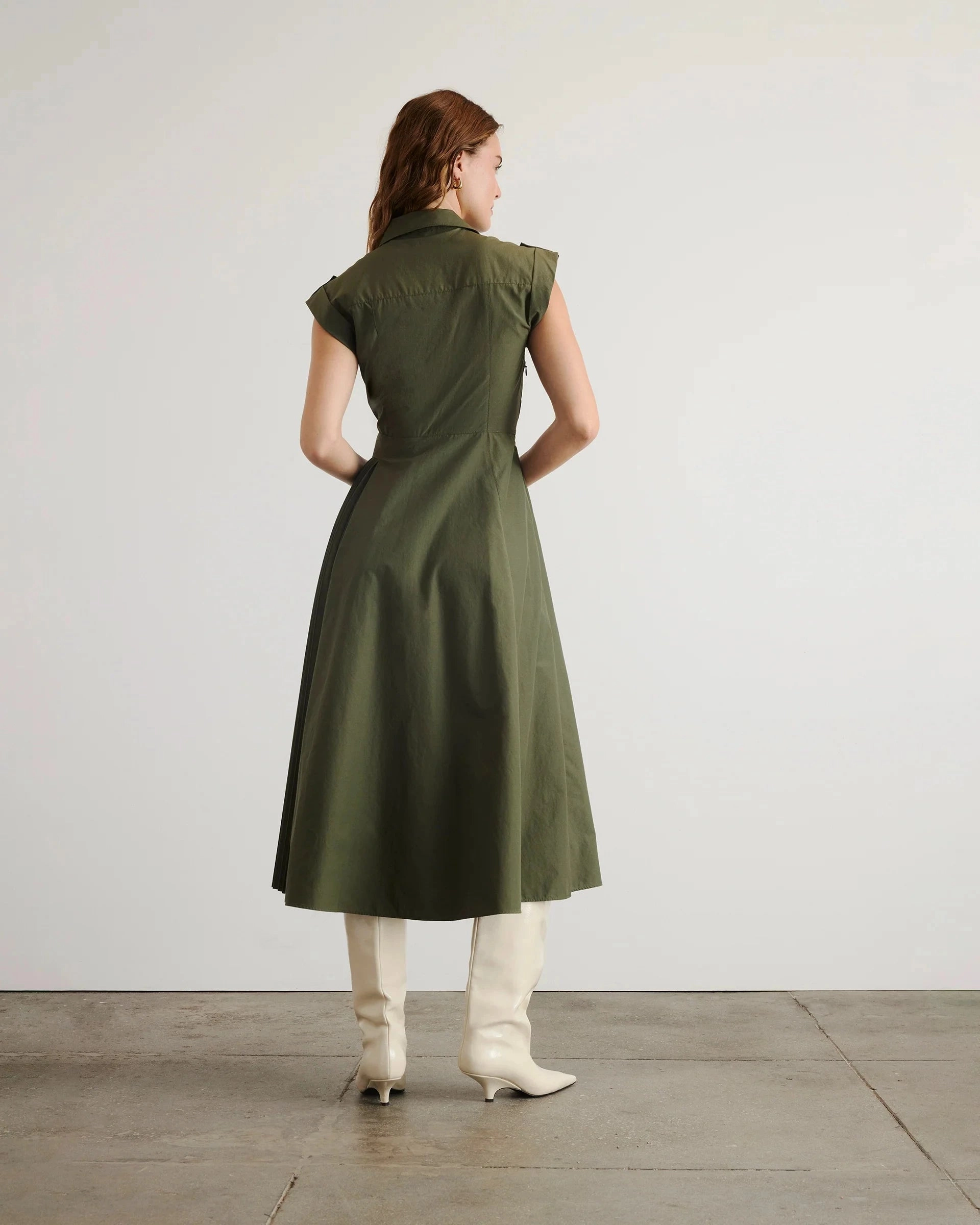High-Low-Hem Flowy Layers Shivonley Dress Army