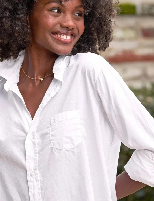 Eileen Relaxed Featherweight Button-Up Shirt White Non Closure Collar