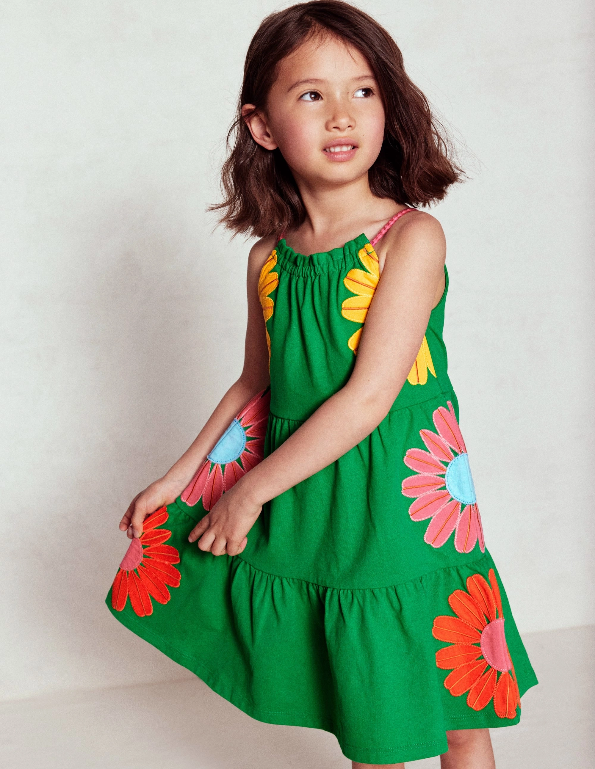 Light Aesthetic Enola Hotchpotch Jersey Dress-Rich Emerald Flowers