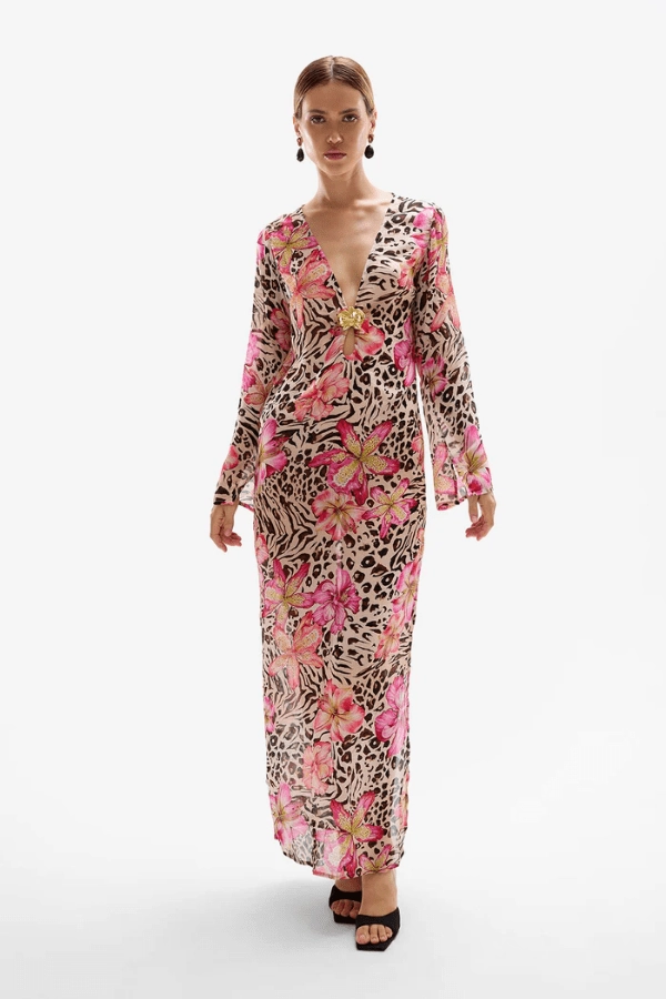 Hotline Orchid Maxi Dress Safaria Guest Glam Smart Texture