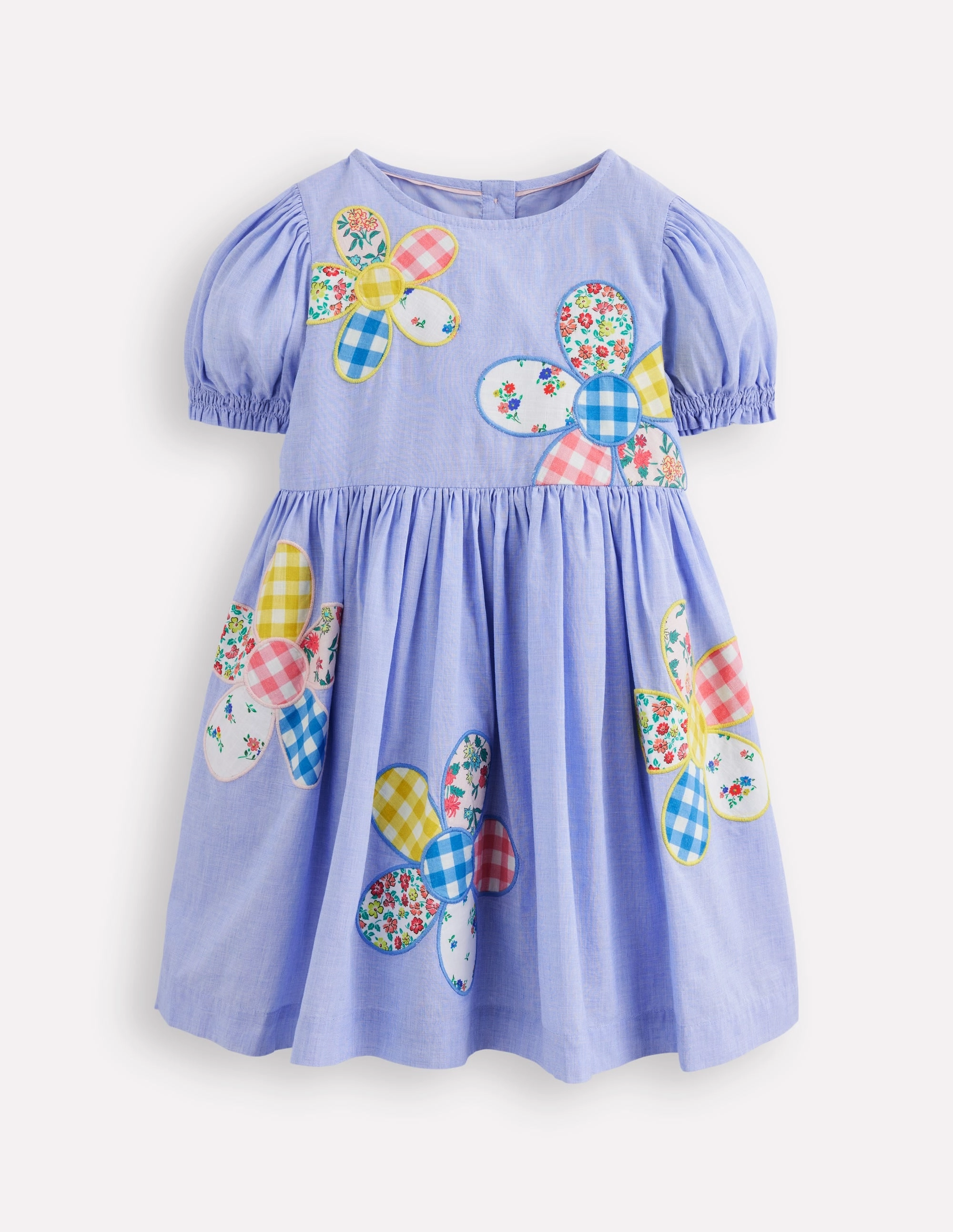 Madeline Woven Dress-Floral Patchwork Applique Evening Look