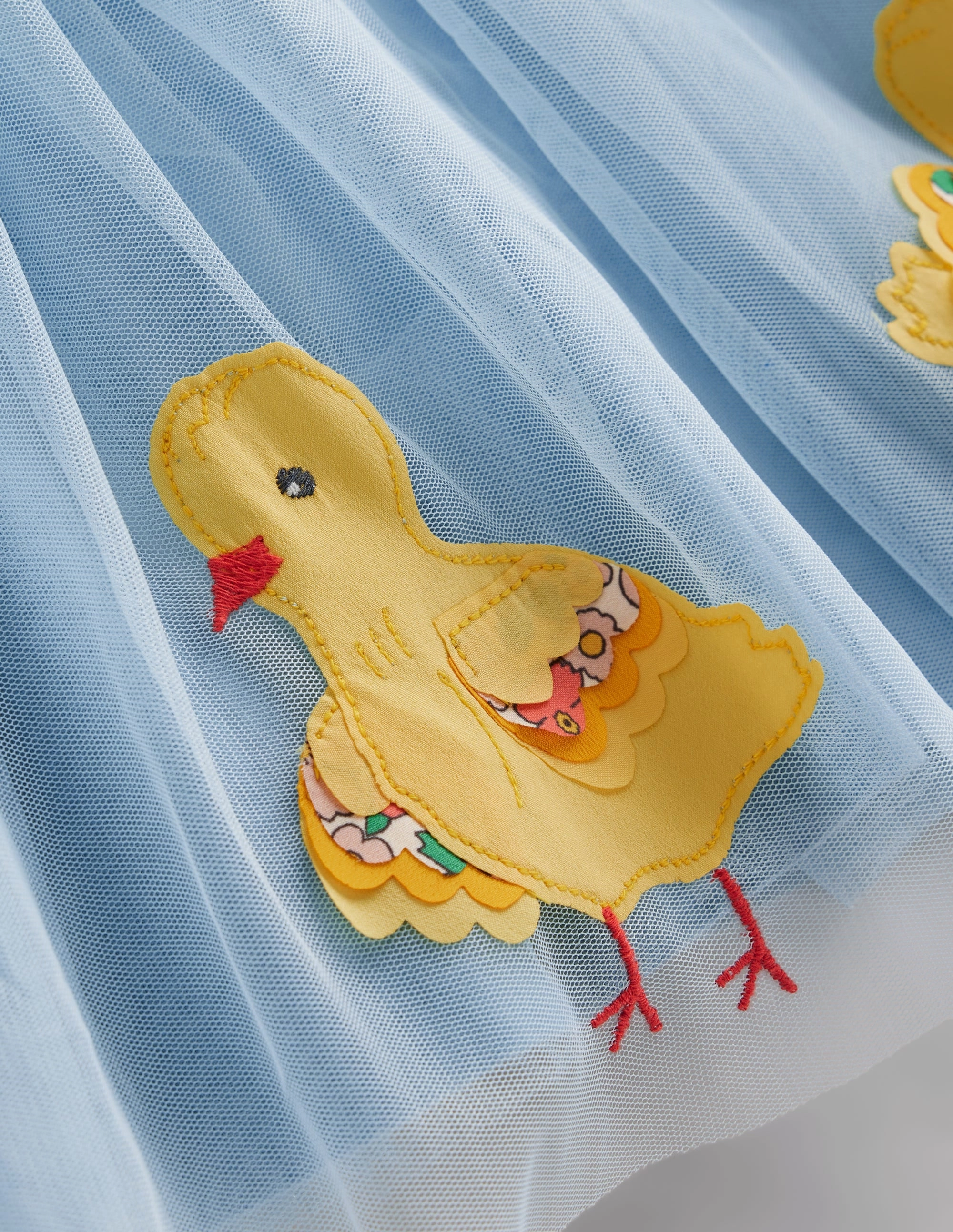 Ami Applique Tulle Dress-Pale Blue Chicks Blush Glow Feather Light