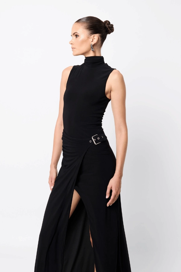 Cafe Vibe Heart Glow Rebellion Maxi Dress Black