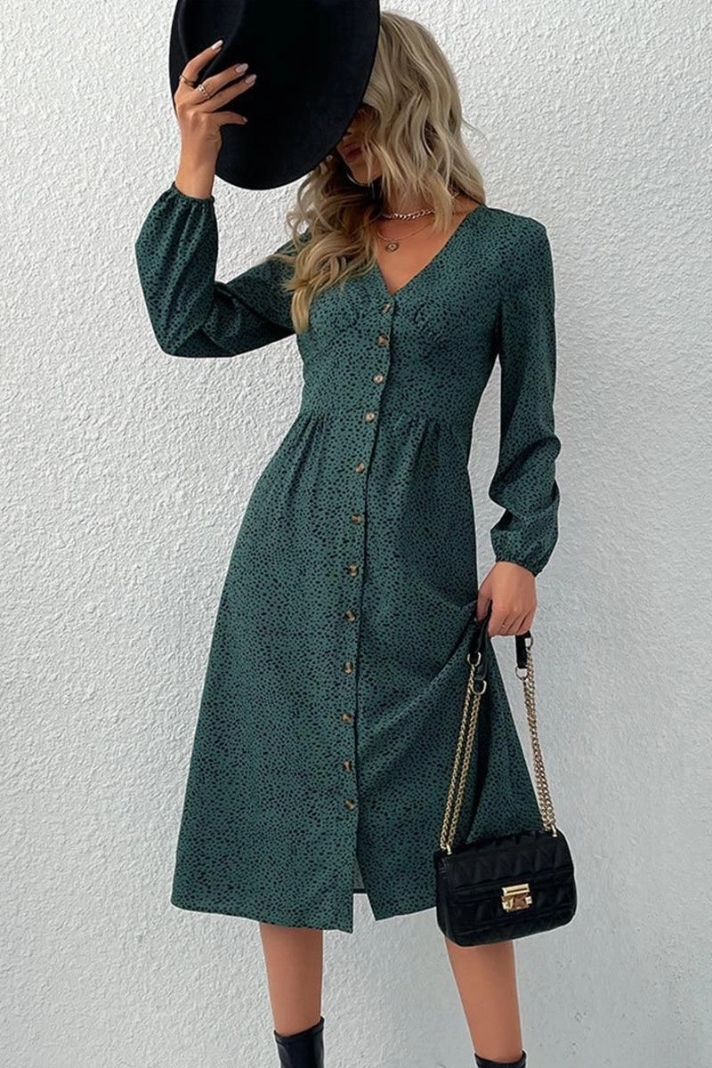 LONG SLEEVE BUTTON DOWN SHIRT DRESS Flattering Cut