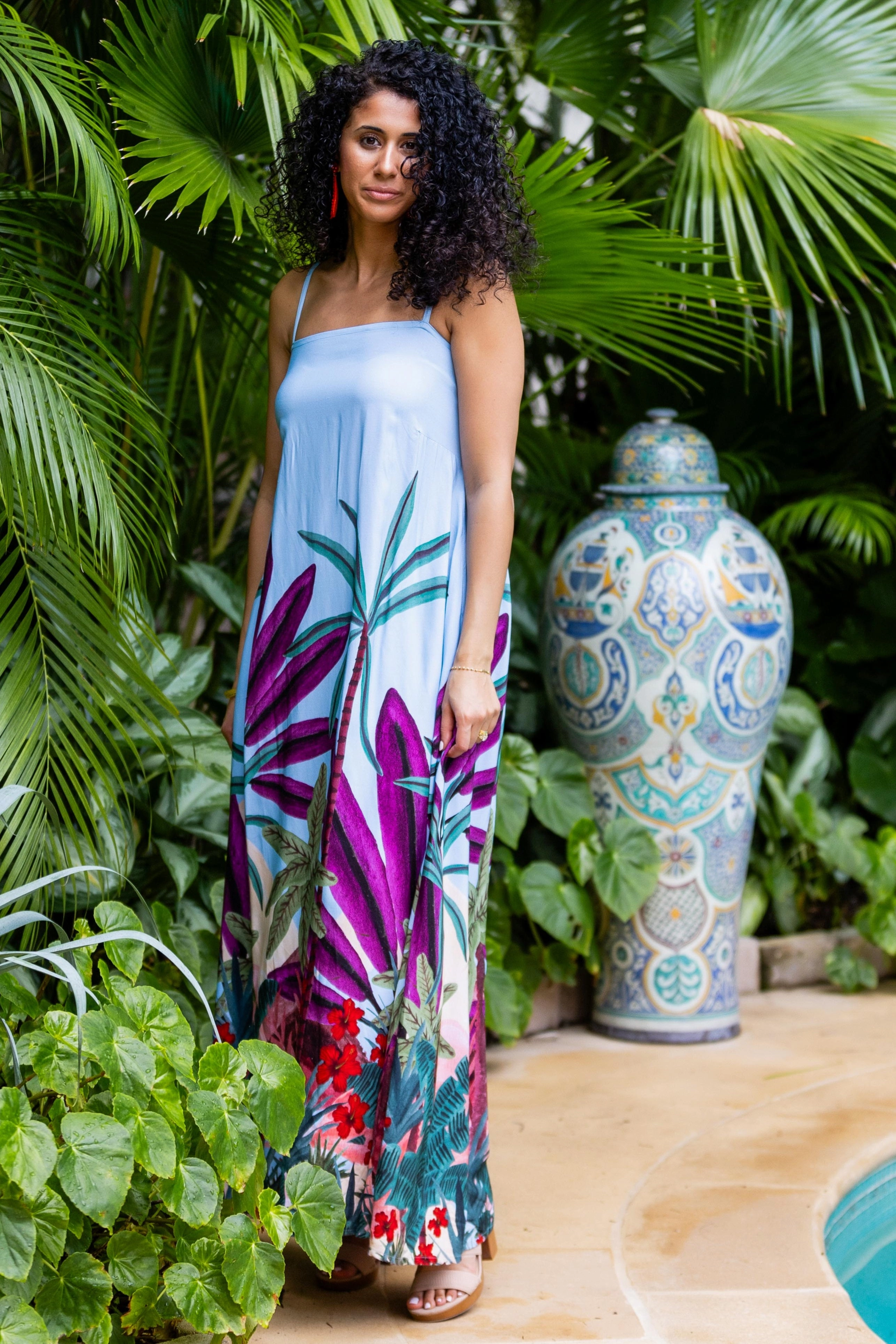 Giselle Dress / Purple Jungle Sleek Feel