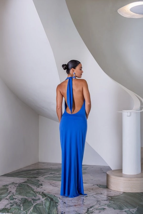 SustainableCotton Saint Plunge Maxi Dress Sapphire