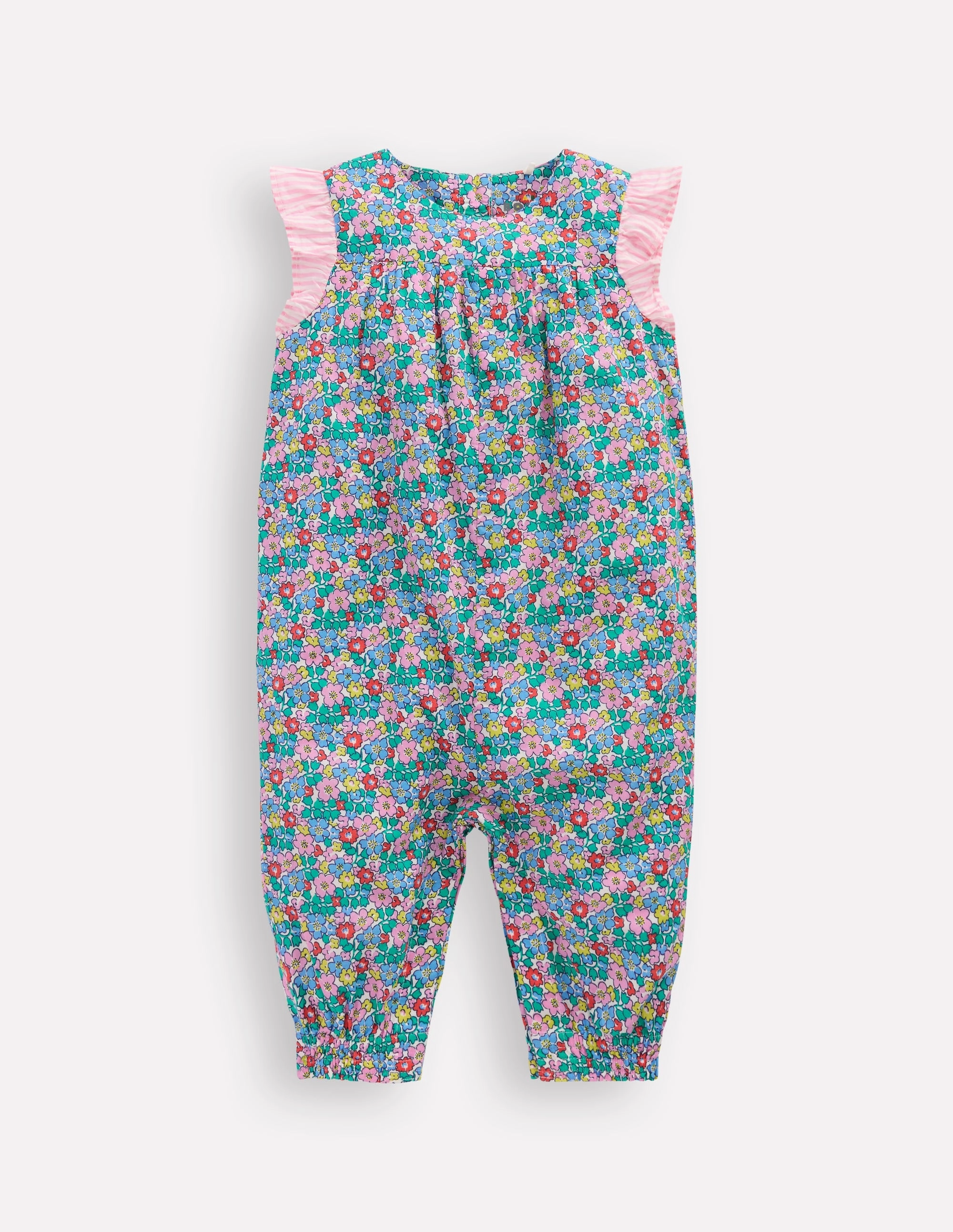 Ruffle Sleeve Romper-Multi Flowerbed Hot Beach Stylish Event