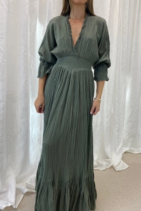 Eleni Dress Khaki Mature Glam