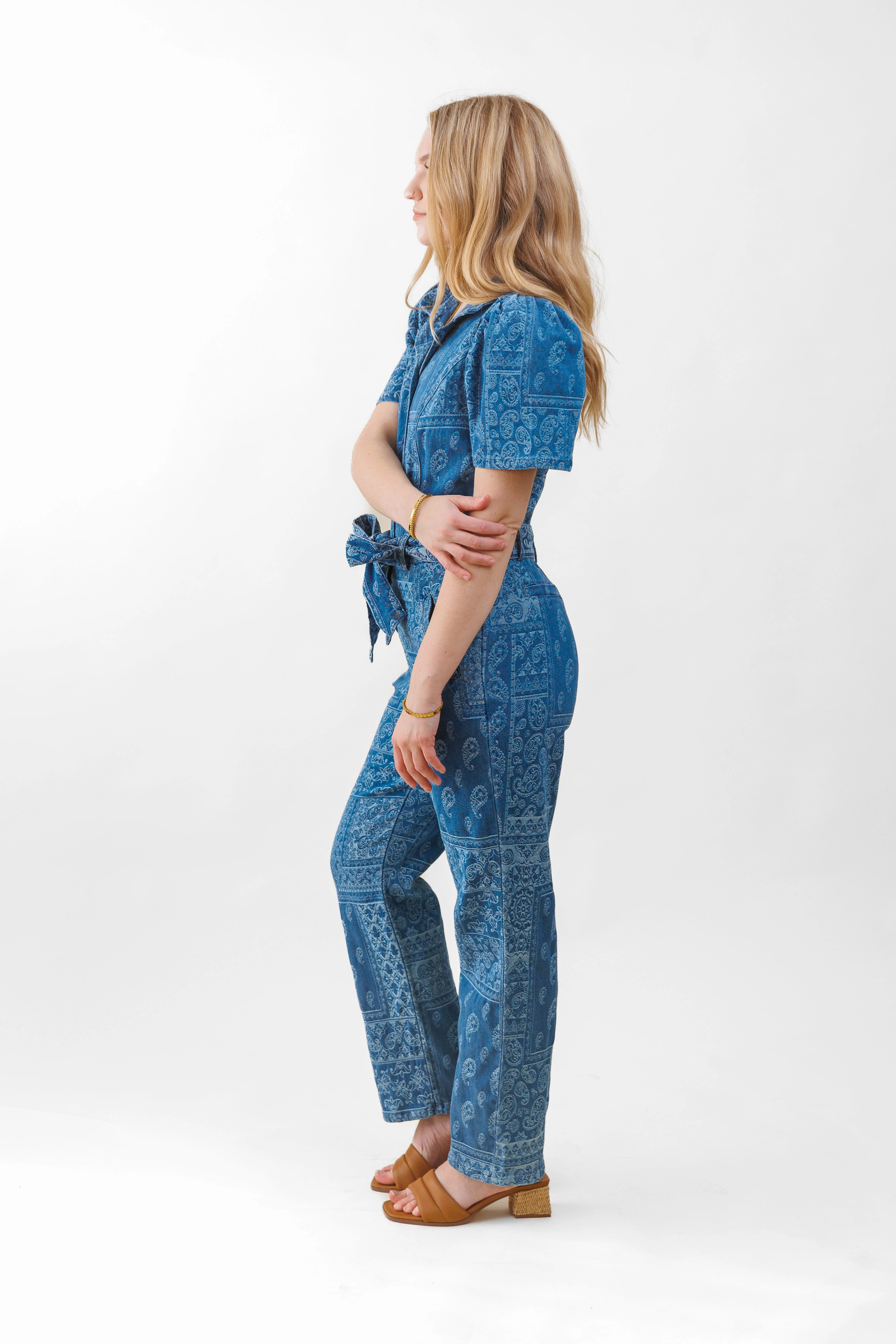 Indoor Sharp ELIZA DENIM JACQUARD JUMPSUIT