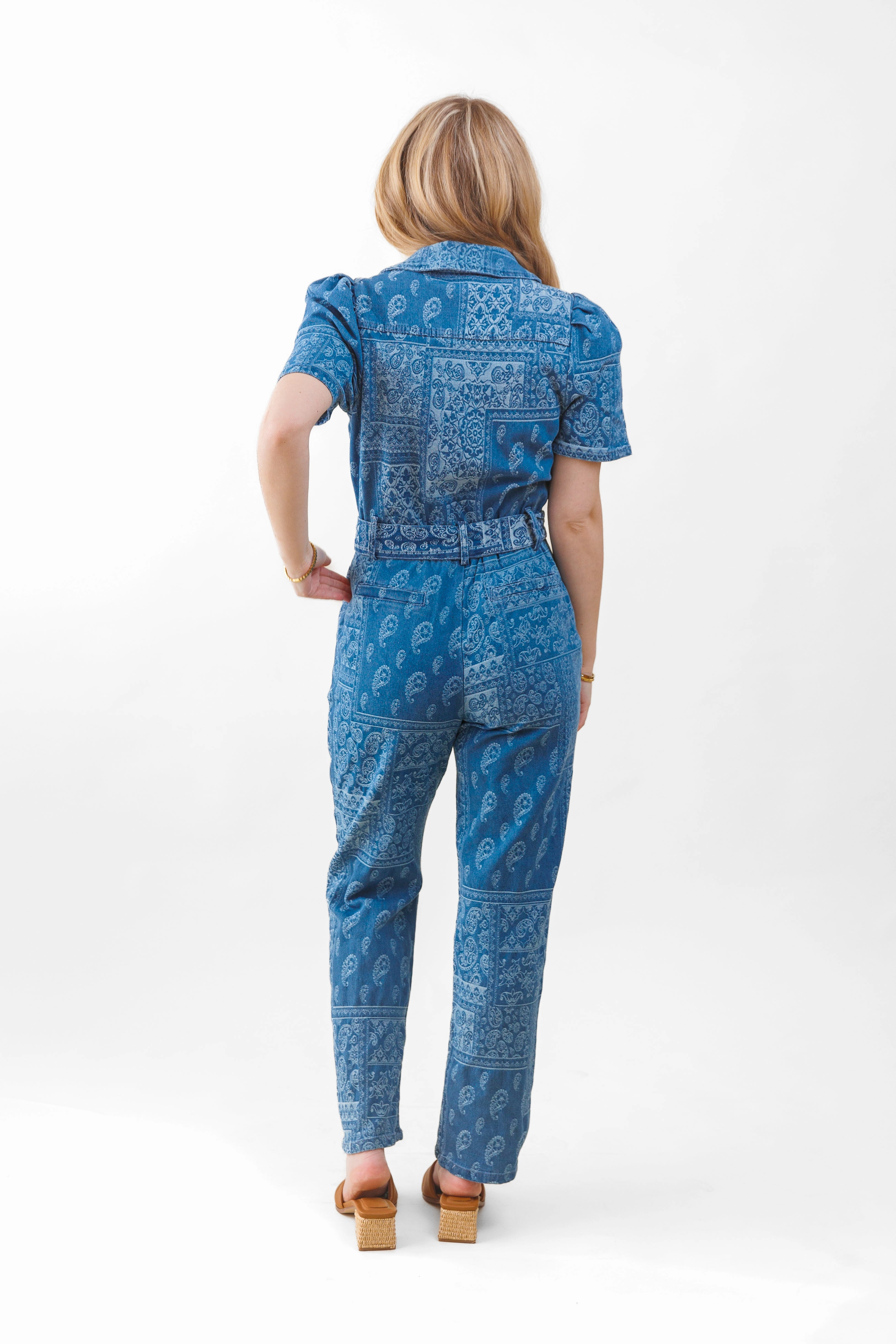 Dinner Comfy Relaxed Indoor ELIZA DENIM JACQUARD JUMPSUIT